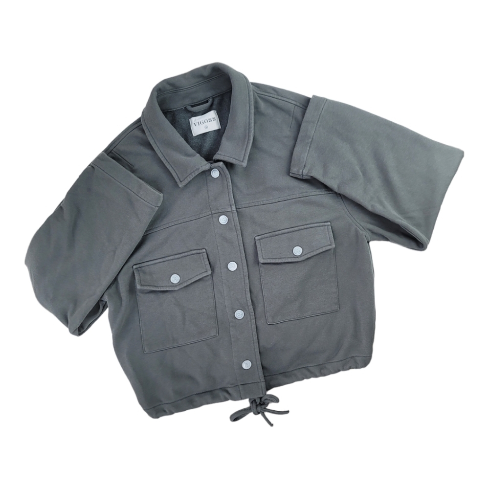VIGOSS‎ Drawstring Waist Double Patch Pocket Front Snap Closure Jacket - Picture 8 of 8